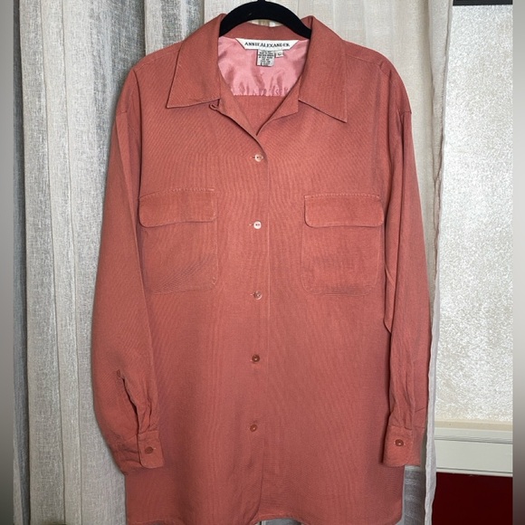 VTG Annie Alexander Top 100% Silk Pink - Picture 9 of 9